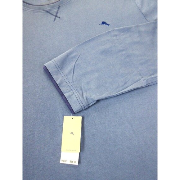 Tommy Bahama Men's LS Cotton Modal Big & Tall Crew Neck Tee Shirt Denim Blue NWT - Picture 4 of 4